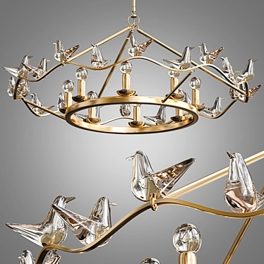 Elegant Dove Chandelier 3D model image 1 