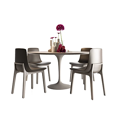 Poliform-inspired Dining Set: Table & Chair 3D model image 1 