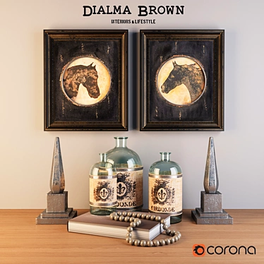 Dialma Brown Decor Set: Timeless Elegance 3D model image 1 