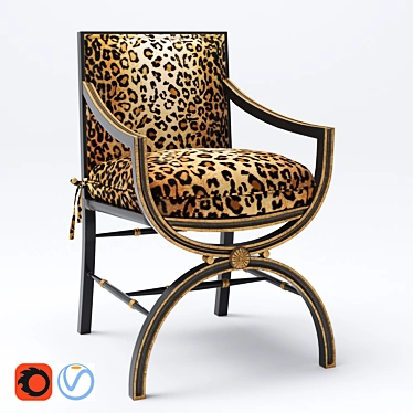 Glamorous Leopard-Print Armchair 3D model image 1 