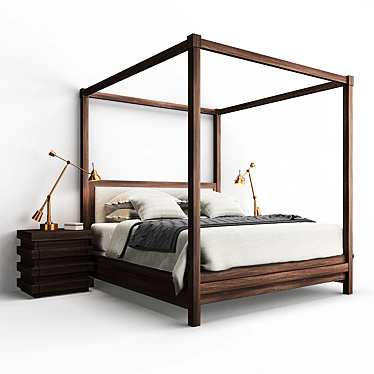 Restoration Hardware Stacked Canopy Bed & Nightstand 3D model image 1 