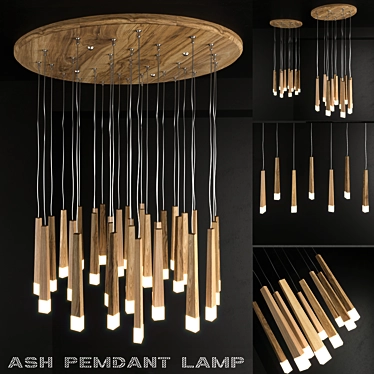 Natural Ash LED Pendant Lamp 3D model image 1 