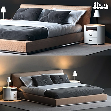 Elegant Flou Bed - Comfort & Style 3D model image 1 