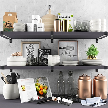 Title: Modern Kitchen Decor Set 3D model image 1 