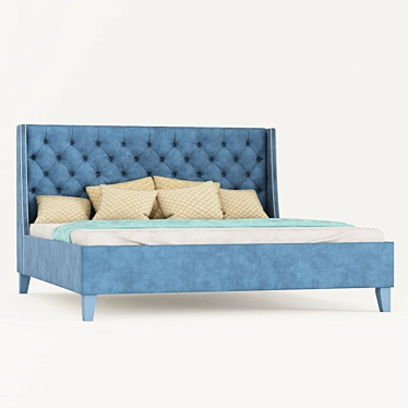 Elegant Capitone Upholstered Bed 3D model image 1 