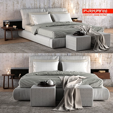 Flexform Newbridge Bed: Stylish & Functional Sleep Solution 3D model image 1 