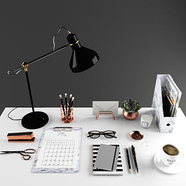 Modern Desk Essentials Set 3D model image 1 