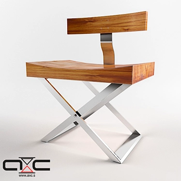 Modern Metal and Wood Chair 3D model image 1 