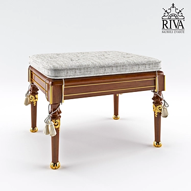 Italian Handcrafted Banquette with Textile Upholstery 3D model image 1 