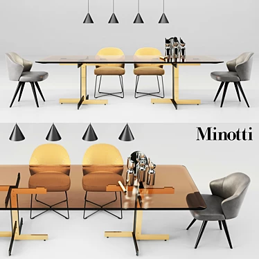 Elegant Minotti Catlin Dining Set 3D model image 1 