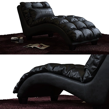 Black Faux Leather Soft Couch 3D model image 1 