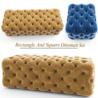 Modular Ottoman Set: Rectangle & Square 3D model image 1 