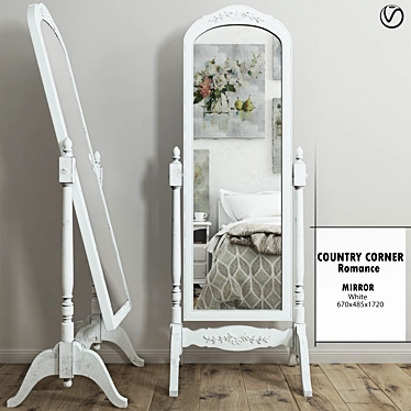 Romantic White Corner Mirror 3D model image 1 