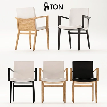Elegant TON Moritz Chair with Armrest 3D model image 1 