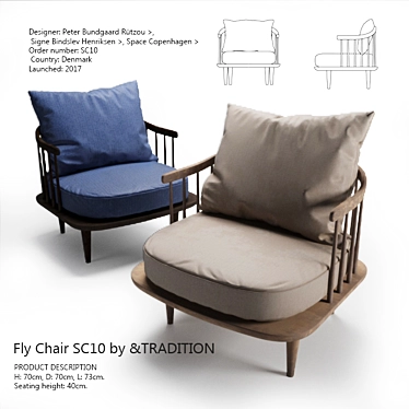 Elegantly Crafted Fly Chair SC10 3D model image 1 