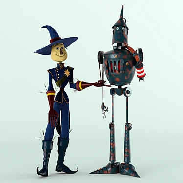 Oz's Dynamic Duo: Scarecrow & Woodcutter 3D model image 1 