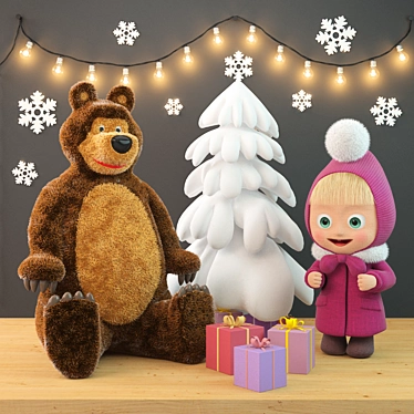 Masha and the Bear Toy Set 3D model image 1 