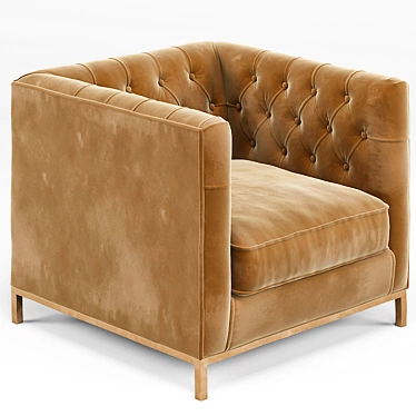 Trendy Fawn Mohair Cube Armchair 3D model image 1 