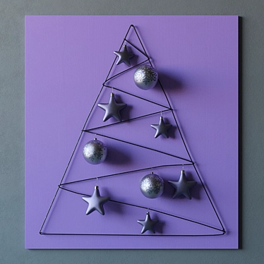 Wire Christmas Tree Decor with Toys - Unique Wall Decoration 3D model image 1 