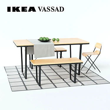 Versatile Scandinavian Dining Set 3D model image 1 