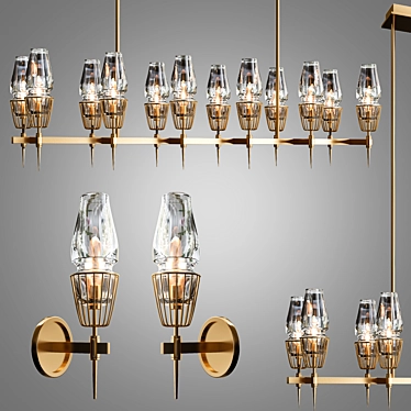 Elegant Chaillot Chandelier - 12 Lights 3D model image 1 