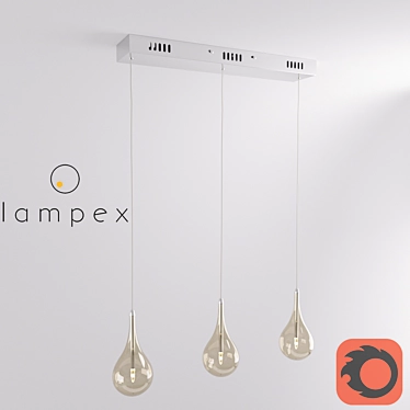 Lampex Avia 3: Stylish Nickel/Chrome Pendant Lamp 3D model image 1 