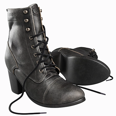 Sleek Leather Diesel Women's Boots 3D model image 1 