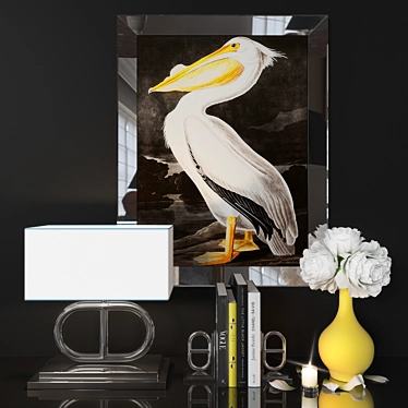 Elegance Set: Mirror Print, Table Lamp, Bookend, Bouquet and Candle 3D model image 1 