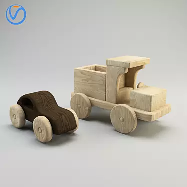 Wooden Toy Cars 3D model image 1 