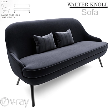 Modern 375 Walter Knoll Sofa 3D model image 1 
