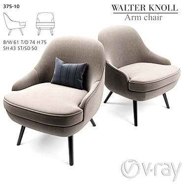 Walter Knoll Armchair: Comfortable, Stylish, and Versatile 3D model image 1 