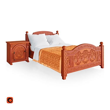 Cozy Hobbit Bed & Table 3D model image 1 