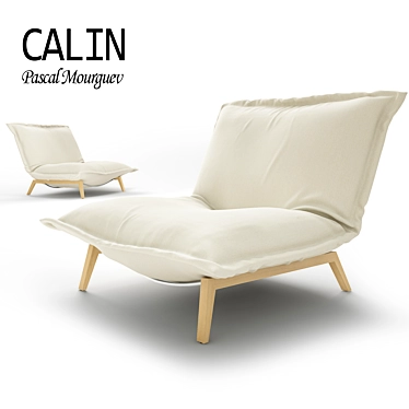 Calin Armchair: Stylish Metal Base, Cozy Pillow Detail 3D model image 1 