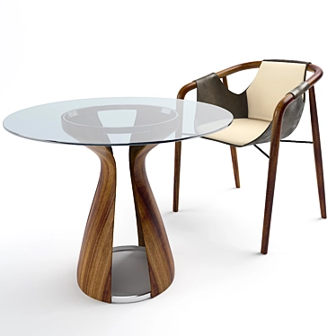 Modern Glass Top Hamac Chair Set 3D model image 1 