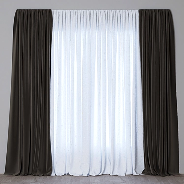 Elegant Velvet Window Curtain 3D model image 1 