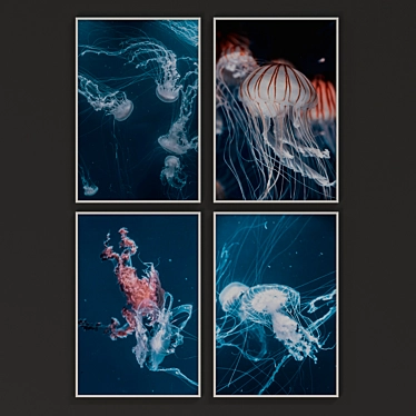 Contemporary Jellyfish Painting Set 3D model image 1 