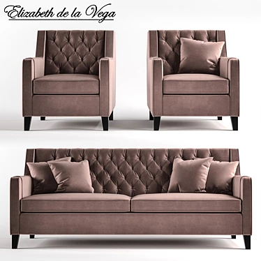 Luxury Sofa and Armchair Set 3D model image 1 