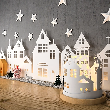 Festive Christmas Village Set 3D model image 1 