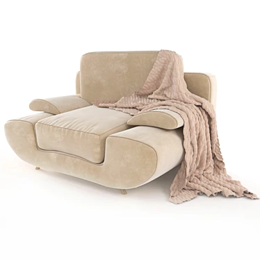 Velvet Armchair with Knitted Throw 3D model image 1 