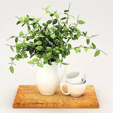 Eco-Friendly Kitchen Plant & Cup 3D model image 1 