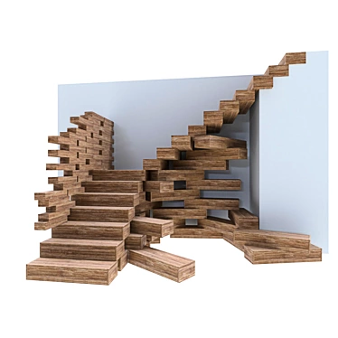 Jenga Stair: Innovative Ladder Design 3D model image 1 