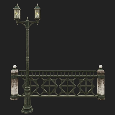 Urban Park Lantern with Sidewalk Guard 3D model image 1 