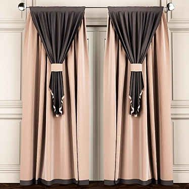 Triple Panel Window Curtains 3D model image 1 