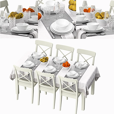 Stylish Ikea Dining Table Set 3D model image 1 