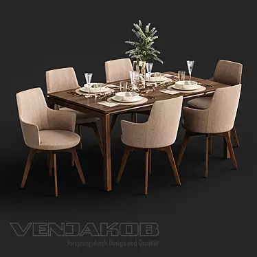 Elegant Venjakob Alexia Chair & Dining Table Set 3D model image 1 