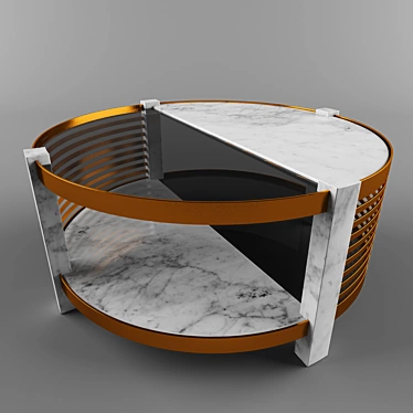 Marble and Glass Round Coffee Table 3D model image 1 