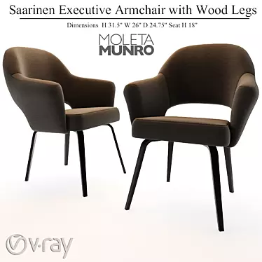 Elegant Saarinen Wood Leg Armchair 3D model image 1 