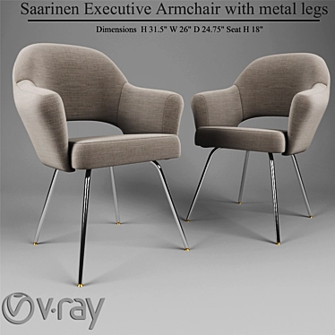 Modern Saarinen Metal Leg Armchair 3D model image 1 