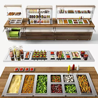 Regata Food Distribution Line: Display Stand, Refrigerated Showcase, Marmit 3D model image 1 