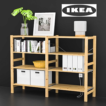 Stylish IKEA IVAR Storage with Decor 3D model image 1 